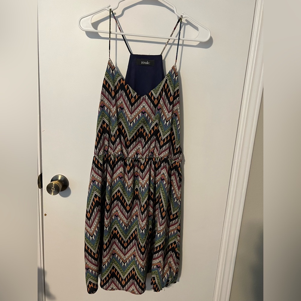 Zouk Multicolor Chevron Maxi Dress